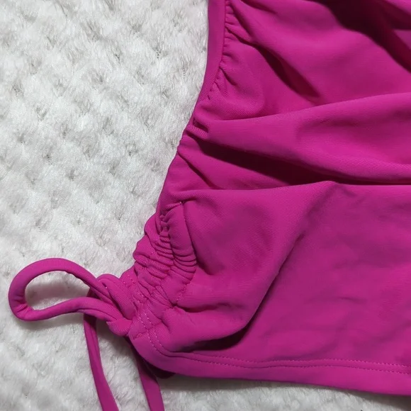 Cupshe Rose Red Twilight One Shoulder Tankini Top - Picture 3 of 5